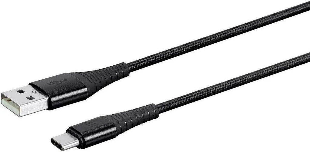 Monoprice AtlasFlex USB-C to USB-A 2.0 Cable, 3 ft - Black Nylon Braided