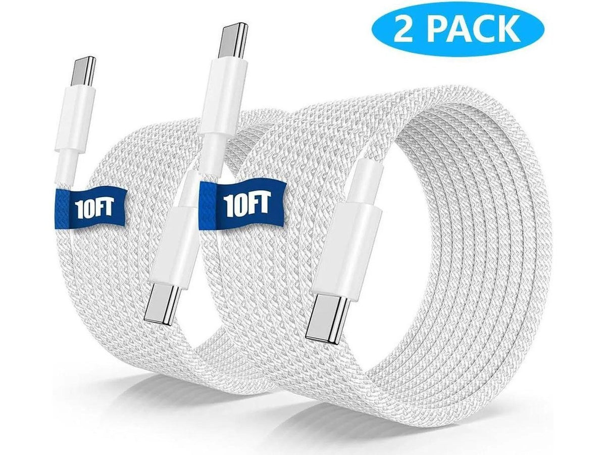 USB-C to USB-C Cable 10 ft (3 m) Fast Charging - 2-Pack