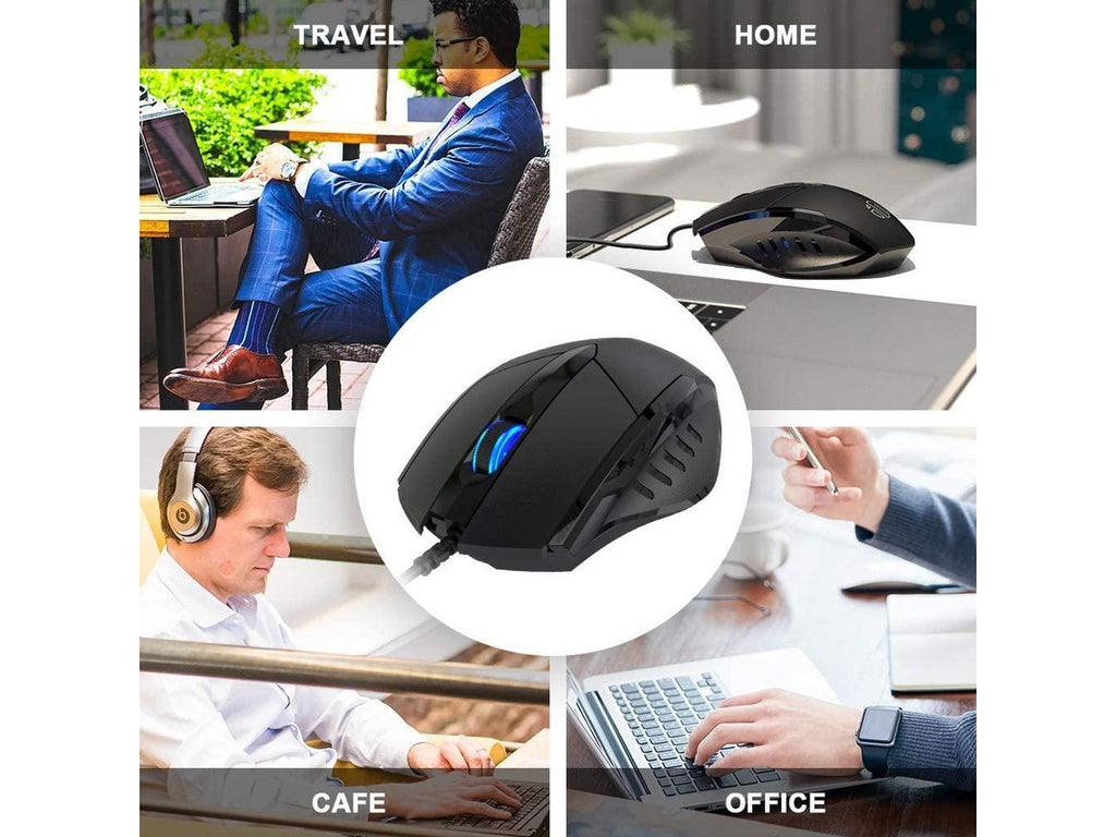 Wired USB Mouse, Silent Click, 1200 DPI - 2-Pack
