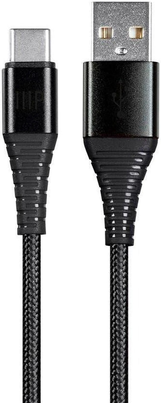 Monoprice AtlasFlex USB-C to USB-A 2.0 Cable, 3 ft - Black Nylon Braided