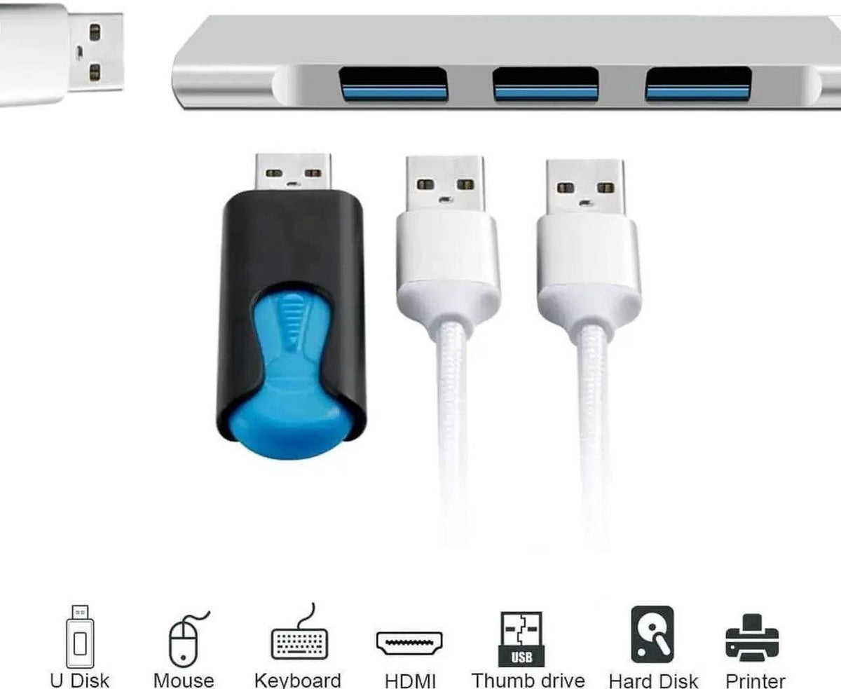 USB-C to 4-Port USB 3.0 Hub - Aluminum, Gray