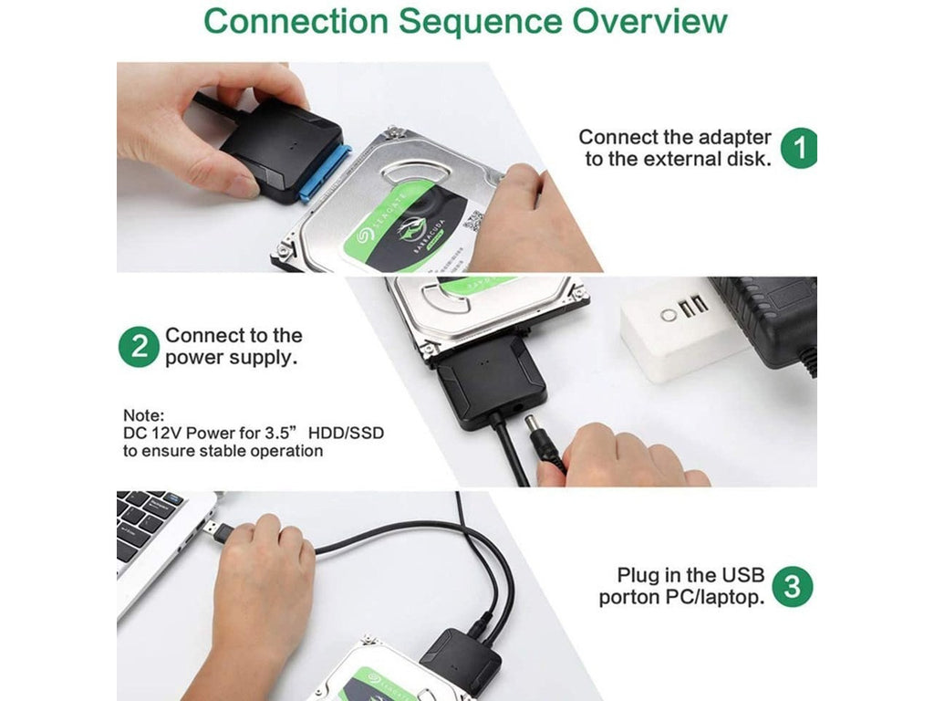 USB 3.0 to SATA Adapter Cable, Data Recovery - 2-Pack