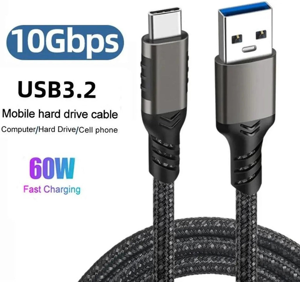 Hannord USB 3.2 Gen 2 Cable, USB-A to USB-C, 10Gbps, 60W, 6.6 ft Braided