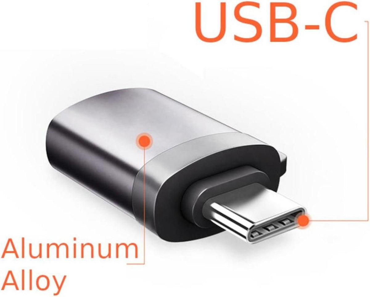 JacobsParts USB-C to USB-A 3.0 OTG Adapter - Silver, 2-Pack