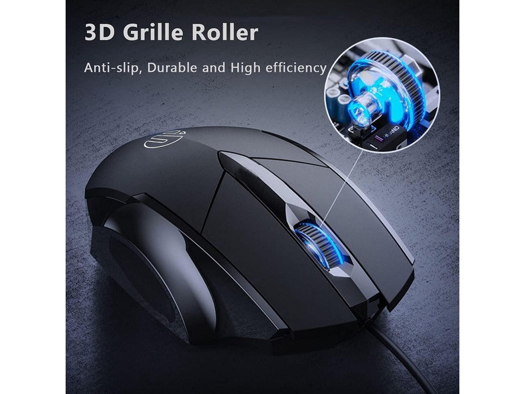Wired USB Mouse - Silent Click, 3-Button, 1200 DPI Optical