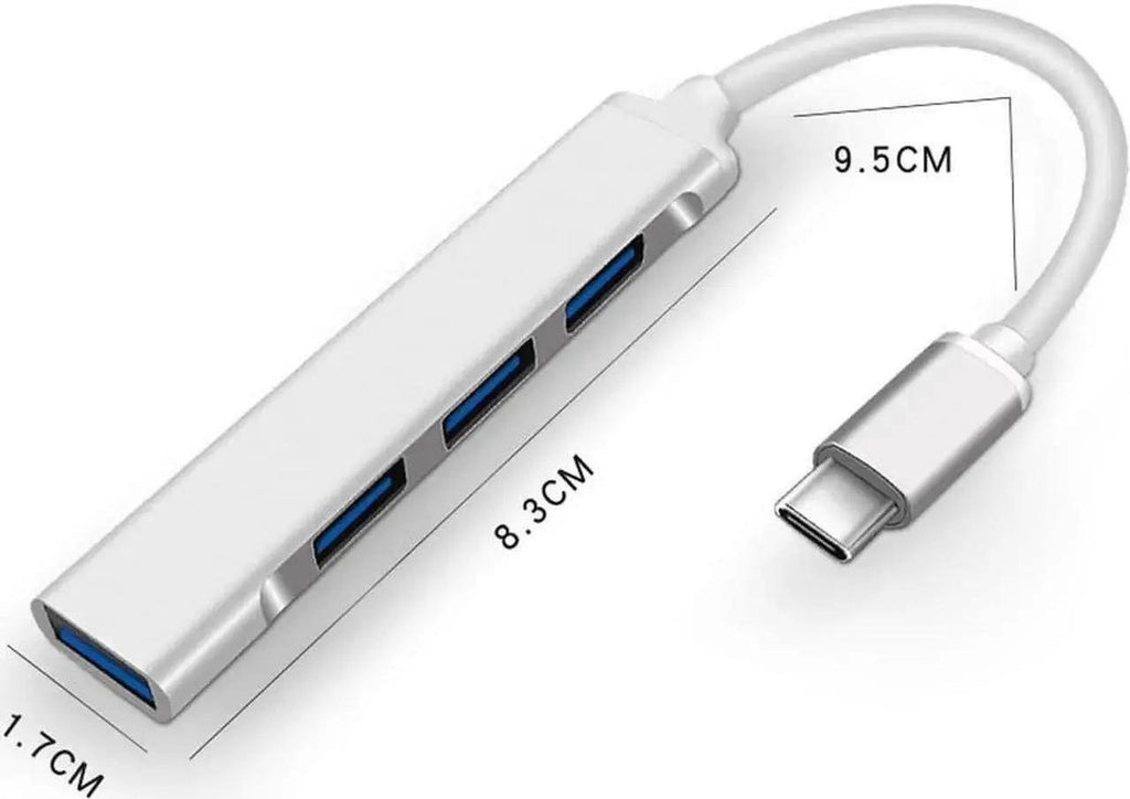 USB-C to 4-Port USB 3.0 Hub - Aluminum, Gray