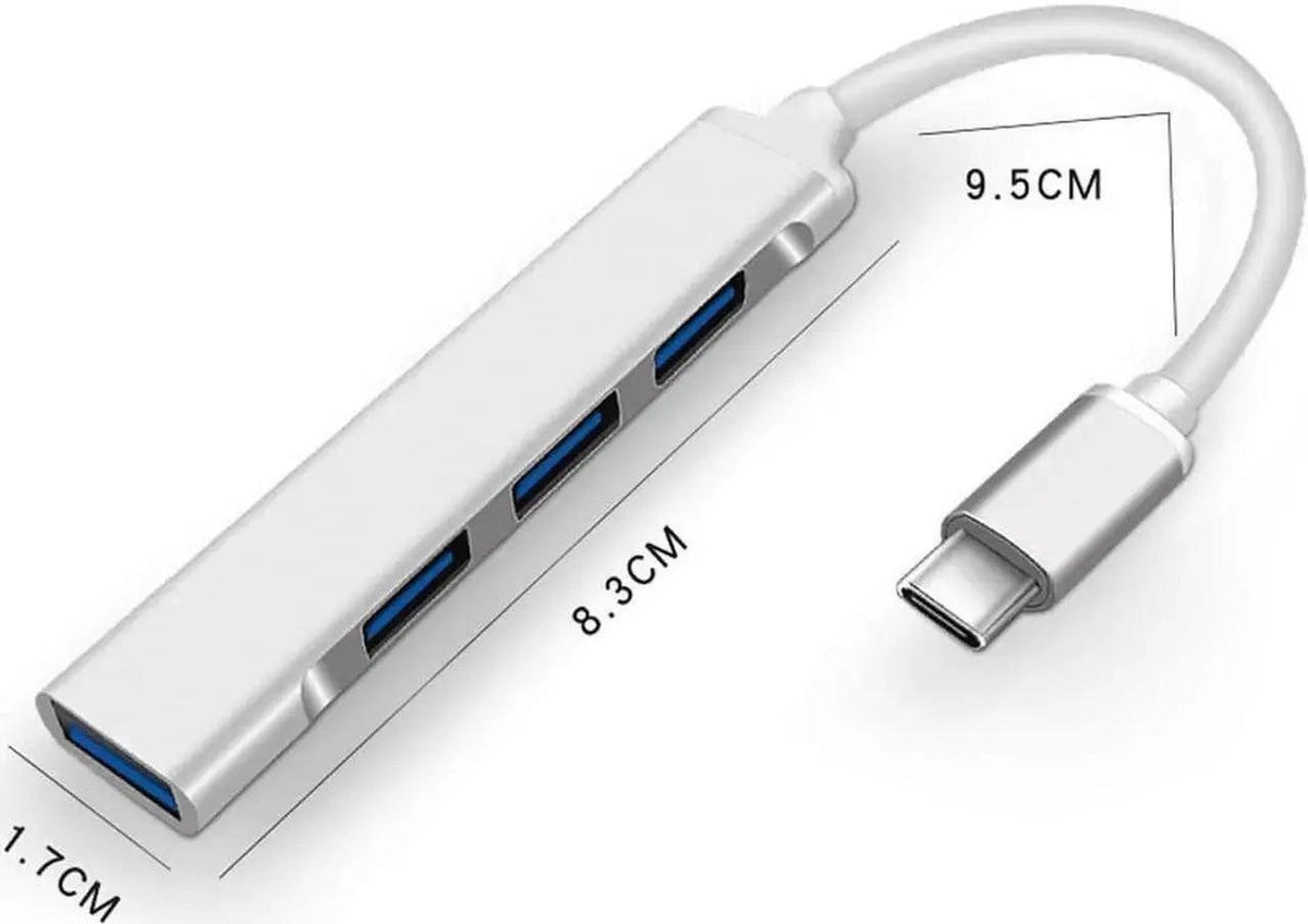 USB-C to 4-Port USB 3.0 Hub - Aluminum, Gray