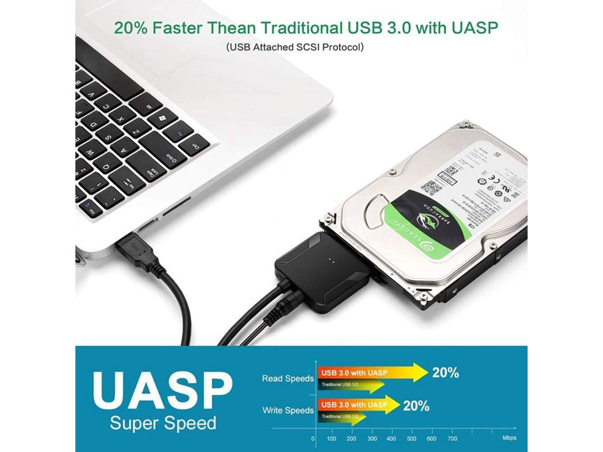 USB 3.0 to SATA Adapter Cable, Data Recovery - 2-Pack